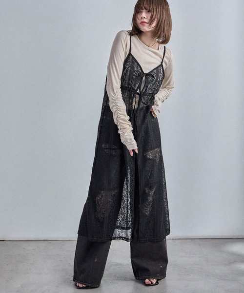Fashion Letter(ファッションレター)の「レースキャミワンピース(ワンピース・レディース・オフホワイト/ライトベージュ/ブルーグレー/ブラック・M)」の16枚目の写真