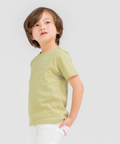 chil2（チルツー）の「綿100％ 無地 半袖Tシャツ（Tシャツ/カットソー・キッズ・ベージュ/オートミール/ミント/ネイビー/パープル/ラベンダー/イエロー/オレンジ/ホワイト/グリーン/ライトグリーン/レッド/ブラック/カーキ/サックスブルー/スモークピンク/チャコールグレー/クリーム/ブルー/グレイッシュブルー・80ｃｍ/90cm/100cm/110cm/120cm/130cm/140cm/150cm/160cm）」の9枚目の写真