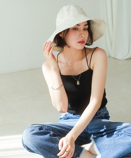 Bou Jeloud（ブージュルード）の「ツバヒロキルトハット（キャップ・レディース・ブラック/オフホワイト・ONESIZE）」の9枚目の写真