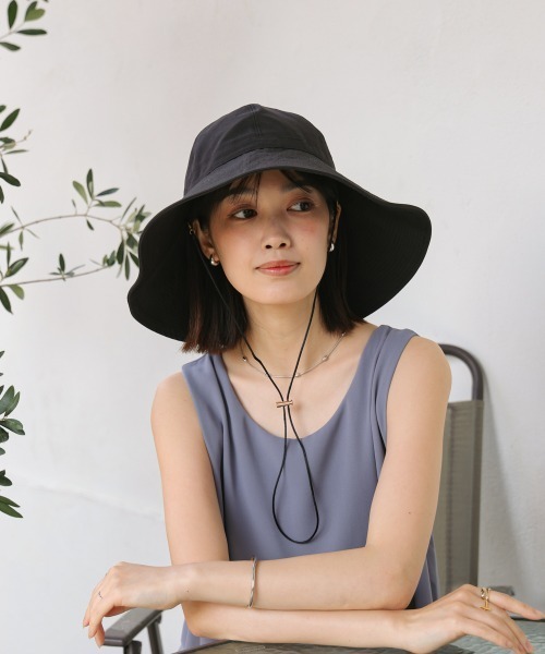 Bou Jeloud（ブージュルード）の「ツバヒロキルトハット（キャップ・レディース・ブラック/オフホワイト・ONESIZE）」の14枚目の写真