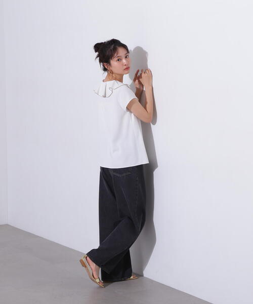 N.(N. Natural Beauty Basic)(エヌエヌナチュラルビューティーベーシック)の「バイカラーフレアブラウス(シャツ/ブラウス・レディース・オフホワイト/チャコールグレー/ライトグリーン・MEDIUM)」の14枚目の写真