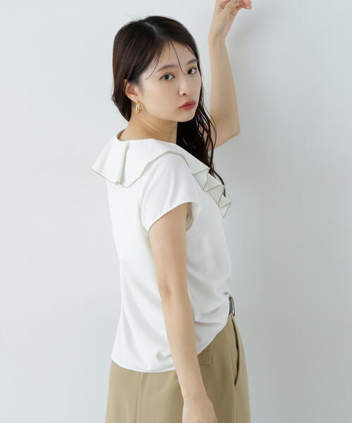 N.(N. Natural Beauty Basic)(エヌエヌナチュラルビューティーベーシック)の「バイカラーフレアブラウス(シャツ/ブラウス・レディース・オフホワイト/チャコールグレー/ライトグリーン・MEDIUM)」の17枚目の写真