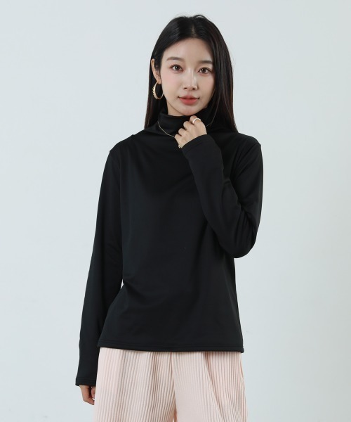 maison de LATIR(メゾンドラティール)の「滑らか快適肌さわりがいい。首元はリラックスにハイネックヒートトップス(Tシャツ/カットソー・レディース・ブラウン系その他/ブラック/ブラウン/ホワイト系その他/ブラック系その他/ホワイト/ベージュ・L/M/XL)」の20枚目の写真