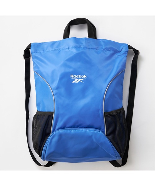 Reebok（リーボック）の「Reebok リーボック ナップザック 2WAY ロゴ入り 両サイド メッシュポケット付き  巾着バッグ（バックパック/リュック・キッズ・ブルー/ブラック・FREE）」の15枚目の写真
