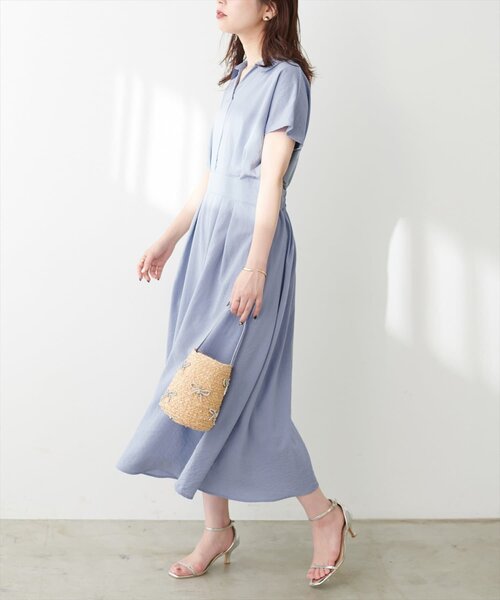 natural couture（ナチュラルクチュール）の「【WEB限定】涼しげスキッパー衿お上品ワンピース(Lサイズ)（ワンピース・レディース・ブラウン/グリーン/ピンク/ベージュ/ブラック/サックスブルー/ブラック系その他・LARGE）」の11枚目の写真