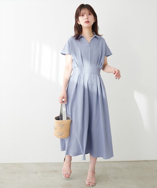 natural couture（ナチュラルクチュール）の「【WEB限定】涼しげスキッパー衿お上品ワンピース(Lサイズ)（ワンピース・レディース・ブラウン/グリーン/ピンク/ベージュ/ブラック/サックスブルー/ブラック系その他・LARGE）」の12枚目の写真