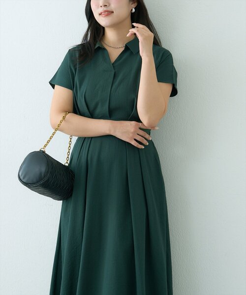 natural couture（ナチュラルクチュール）の「【WEB限定】涼しげスキッパー衿お上品ワンピース(Lサイズ)（ワンピース・レディース・ブラウン/グリーン/ピンク/ベージュ/ブラック/サックスブルー/ブラック系その他・LARGE）」の13枚目の写真