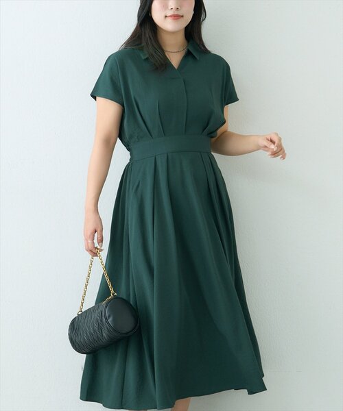 natural couture（ナチュラルクチュール）の「【WEB限定】涼しげスキッパー衿お上品ワンピース(Lサイズ)（ワンピース・レディース・ブラウン/グリーン/ピンク/ベージュ/ブラック/サックスブルー/ブラック系その他・LARGE）」の14枚目の写真