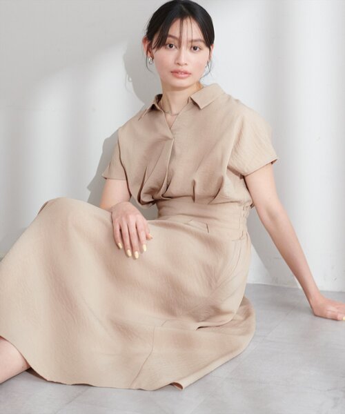 natural couture（ナチュラルクチュール）の「【WEB限定】涼しげスキッパー衿お上品ワンピース(Lサイズ)（ワンピース・レディース・ブラウン/グリーン/ピンク/ベージュ/ブラック/サックスブルー/ブラック系その他・LARGE）」の18枚目の写真