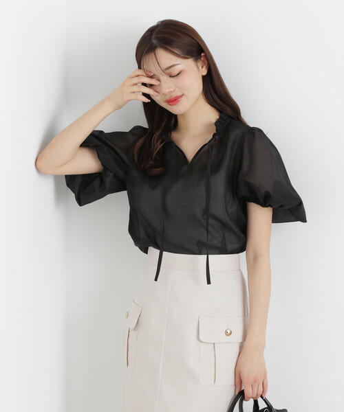 PROPORTION BODY DRESSING（プロポーションボディドレッシング）の「ボリュームスリーブシアーブラウス / 1215110407（シャツ/ブラウス・レディース・ホワイト系その他/ピンク/ブラック・SMALL/MEDIUM）」の5枚目の写真