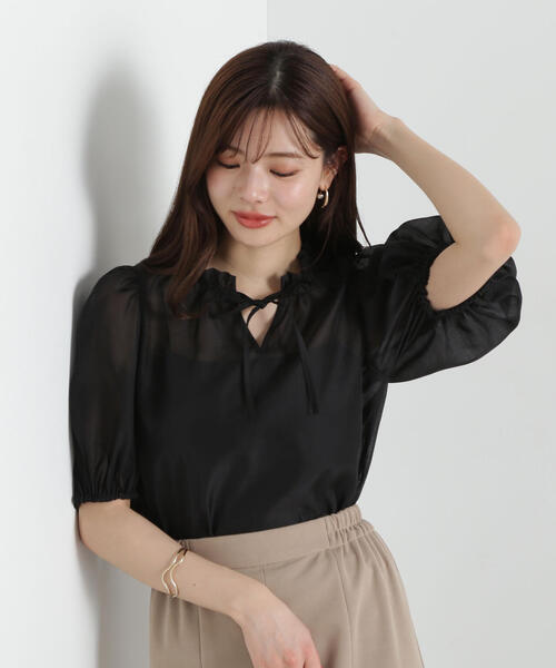 PROPORTION BODY DRESSING（プロポーションボディドレッシング）の「ボリュームスリーブシアーブラウス / 1215110407（シャツ/ブラウス・レディース・ホワイト系その他/ピンク/ブラック・SMALL/MEDIUM）」の7枚目の写真