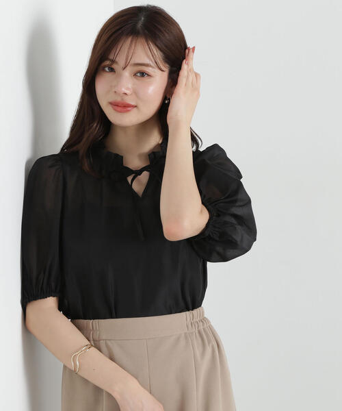 PROPORTION BODY DRESSING（プロポーションボディドレッシング）の「ボリュームスリーブシアーブラウス / 1215110407（シャツ/ブラウス・レディース・ホワイト系その他/ピンク/ブラック・SMALL/MEDIUM）」の10枚目の写真