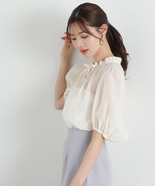 PROPORTION BODY DRESSING（プロポーションボディドレッシング）の「ボリュームスリーブシアーブラウス / 1215110407（シャツ/ブラウス・レディース・ホワイト系その他/ピンク/ブラック・SMALL/MEDIUM）」の16枚目の写真