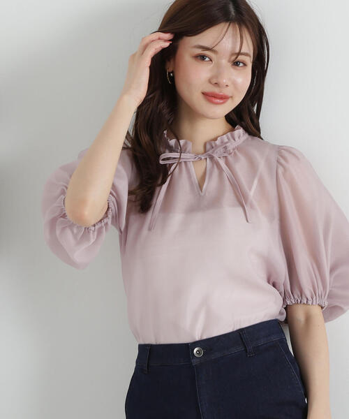 PROPORTION BODY DRESSING（プロポーションボディドレッシング）の「ボリュームスリーブシアーブラウス / 1215110407（シャツ/ブラウス・レディース・ホワイト系その他/ピンク/ブラック・SMALL/MEDIUM）」の3枚目の写真