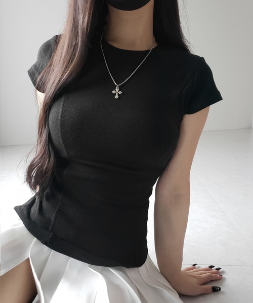 me+em select（ミームセレクト）の「【 ２color 】スーパーフィットスリムラインＴシャツ ／ super fit slim line T-shirt（Tシャツ/カットソー・レディース・ブラック/ホワイト・FREE）」の10枚目の写真