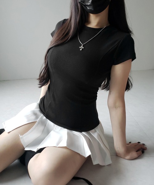 me+em select（ミームセレクト）の「【 ２color 】スーパーフィットスリムラインＴシャツ ／ super fit slim line T-shirt（Tシャツ/カットソー・レディース・ブラック/ホワイト・FREE）」の12枚目の写真