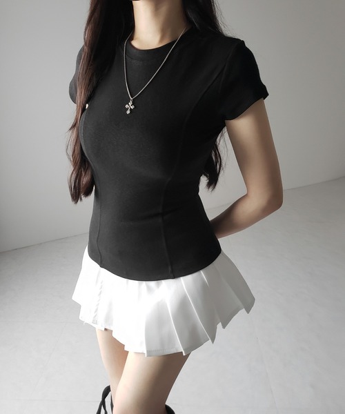 me+em select（ミームセレクト）の「【 ２color 】スーパーフィットスリムラインＴシャツ ／ super fit slim line T-shirt（Tシャツ/カットソー・レディース・ブラック/ホワイト・FREE）」の13枚目の写真