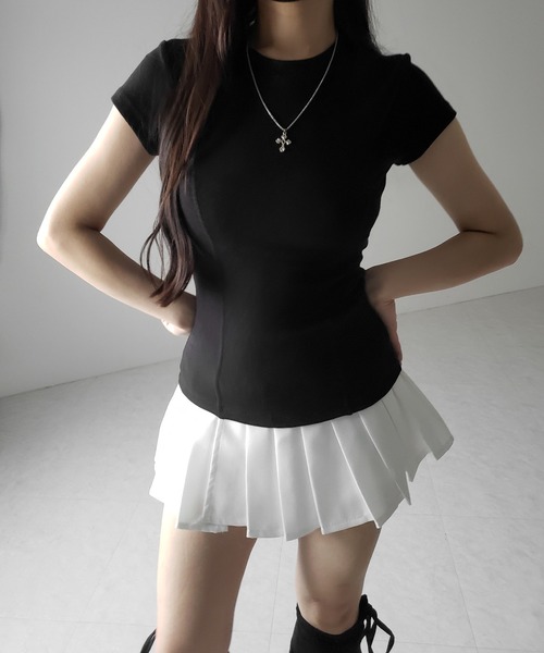 me+em select（ミームセレクト）の「【 ２color 】スーパーフィットスリムラインＴシャツ ／ super fit slim line T-shirt（Tシャツ/カットソー・レディース・ブラック/ホワイト・FREE）」の14枚目の写真