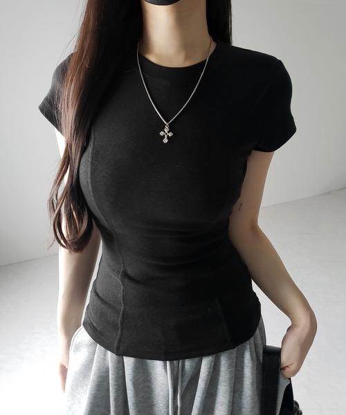 me+em select（ミームセレクト）の「【 ２color 】スーパーフィットスリムラインＴシャツ ／ super fit slim line T-shirt（Tシャツ/カットソー・レディース・ブラック/ホワイト・FREE）」の21枚目の写真