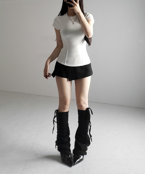 me+em select（ミームセレクト）の「【 ２color 】スーパーフィットスリムラインＴシャツ ／ super fit slim line T-shirt（Tシャツ/カットソー・レディース・ブラック/ホワイト・FREE）」の9枚目の写真