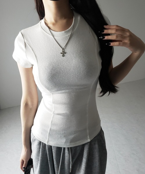 me+em select（ミームセレクト）の「【 ２color 】スーパーフィットスリムラインＴシャツ ／ super fit slim line T-shirt（Tシャツ/カットソー・レディース・ブラック/ホワイト・FREE）」の17枚目の写真