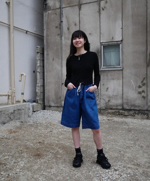 正規品即発VERMO ワイドショーツデニム　サイズ26 セール】B omnivore/ビーオムニボー DENIM WIDE SHORTS デニム