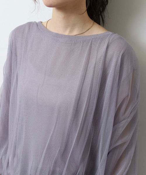 セール】Anna Nicola チュールドッキングシアーニット7分袖