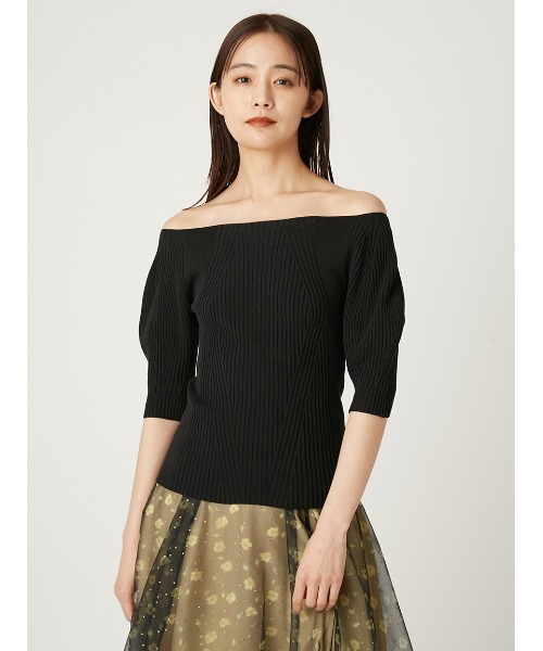 FRAY I.D（フレイアイディー）の「2wayオフショルダーリブパフプルオーバー（その他トップス・レディース・ホワイト/レッド/ブラック・FREE）」の4枚目の写真