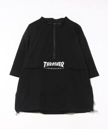 THRASHER（スラッシャー）の「S/S NYLON ANORAK HALF ZIP / スラッシャーナイロンハーフジップアノラックショートスリーブロゴプリント（その他アウター）」