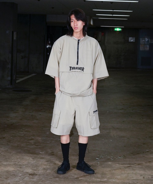 THRASHER(スラッシャー)の「S/S NYLON ANORAK HALF ZIP / スラッシャーナイロンハーフジップアノラックショートスリーブロゴプリント(その他アウター・メンズ・グレイッシュベージュ/ブラック/カーキ・LARGE/MEDIUM/X-LARGE)」の5枚目の写真