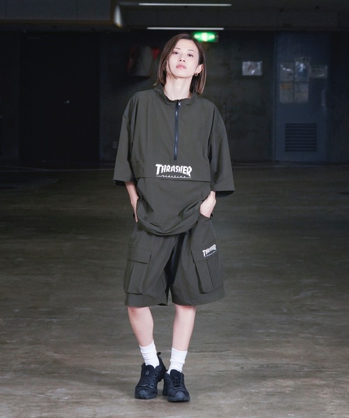 THRASHER(スラッシャー)の「S/S NYLON ANORAK HALF ZIP / スラッシャーナイロンハーフジップアノラックショートスリーブロゴプリント(その他アウター・メンズ・グレイッシュベージュ/ブラック/カーキ・LARGE/MEDIUM/X-LARGE)」の11枚目の写真