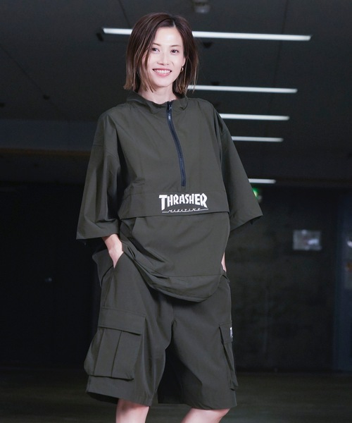 THRASHER(スラッシャー)の「S/S NYLON ANORAK HALF ZIP / スラッシャーナイロンハーフジップアノラックショートスリーブロゴプリント(その他アウター・メンズ・グレイッシュベージュ/ブラック/カーキ・LARGE/MEDIUM/X-LARGE)」の14枚目の写真