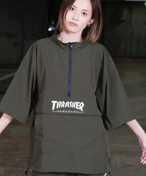 THRASHER(スラッシャー)の「S/S NYLON ANORAK HALF ZIP / スラッシャーナイロンハーフジップアノラックショートスリーブロゴプリント(その他アウター・メンズ・グレイッシュベージュ/ブラック/カーキ・LARGE/MEDIUM/X-LARGE)」の18枚目の写真