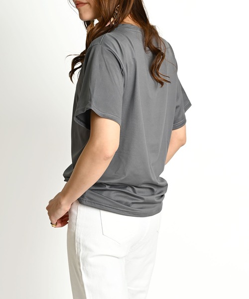 MARAI（マーライ）の「英字 ロゴTシャツ ロゴT 半袖Tシャツ プリントTシャツ（Tシャツ/カットソー・レディース・グレー/ホワイト/ブラック・FREE）」の15枚目の写真