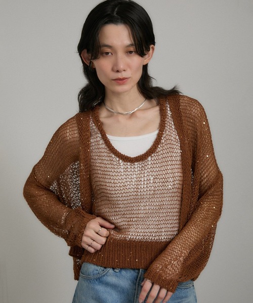セール】ギマコットンスパンコールカーディガン（カーディガン/ボレロ