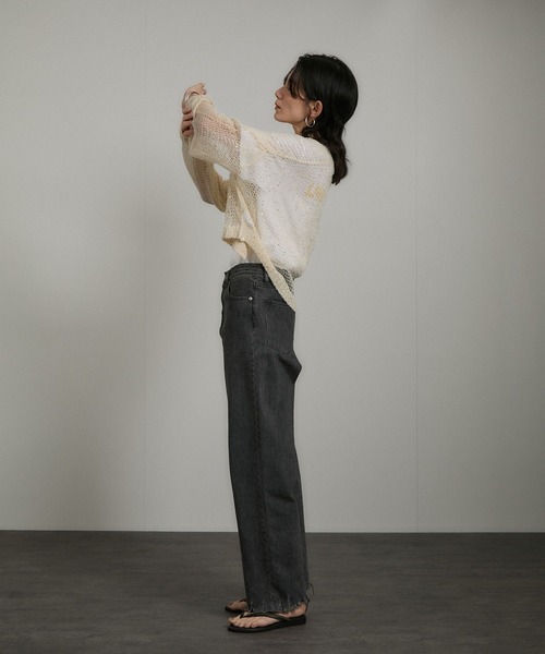 SALON adam et rope'（サロン アダム エ ロペ）の「ギマコットンスパンコールカーディガン（カーディガン/ボレロ・レディース・チャコールグレー/オフホワイト/ブラウン系その他2・FREE）」の5枚目の写真