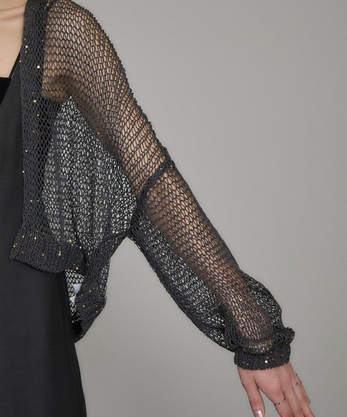 SALON adam et rope'（サロン アダム エ ロペ）の「ギマコットンスパンコールカーディガン（カーディガン/ボレロ・レディース・チャコールグレー/オフホワイト/ブラウン系その他2・FREE）」の13枚目の写真