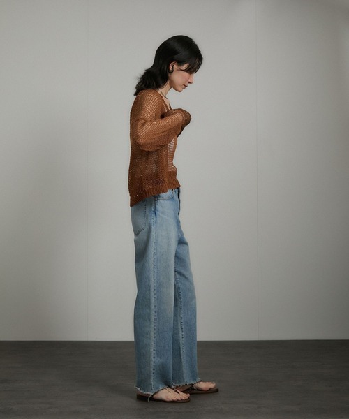 SALON adam et rope'（サロン アダム エ ロペ）の「ギマコットンスパンコールカーディガン（カーディガン/ボレロ・レディース・チャコールグレー/オフホワイト/ブラウン系その他2・FREE）」の16枚目の写真