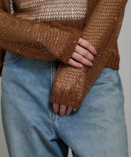 SALON adam et rope'（サロン アダム エ ロペ）の「ギマコットンスパンコールカーディガン（カーディガン/ボレロ・レディース・チャコールグレー/オフホワイト/ブラウン系その他2・FREE）」の17枚目の写真