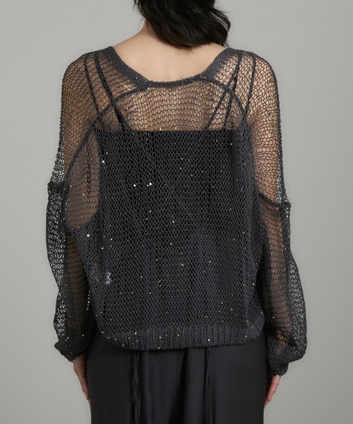 SALON adam et rope'（サロン アダム エ ロペ）の「ギマコットンスパンコールカーディガン（カーディガン/ボレロ・レディース・チャコールグレー/オフホワイト/ブラウン系その他2・FREE）」の19枚目の写真