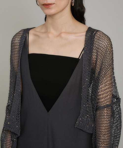 SALON adam et rope'（サロン アダム エ ロペ）の「ギマコットンスパンコールカーディガン（カーディガン/ボレロ・レディース・チャコールグレー/オフホワイト/ブラウン系その他2・FREE）」の20枚目の写真
