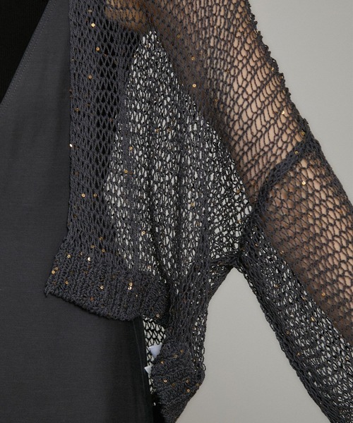 SALON adam et rope'（サロン アダム エ ロペ）の「ギマコットンスパンコールカーディガン（カーディガン/ボレロ・レディース・チャコールグレー/オフホワイト/ブラウン系その他2・FREE）」の21枚目の写真