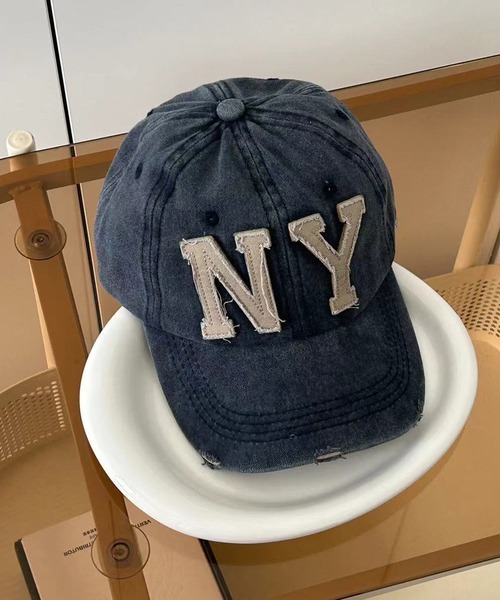 MEMECLE（メメクル）の「【 MEMECLE / メメクル 】ヴィンテージN Yビッグロゴキャップ（キャップ・レディース・ブラック/ベージュ/ネイビー/カーキ/ピンク/イエロー/チャコール・FREE）」の5枚目の写真