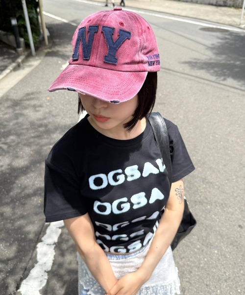 MEMECLE（メメクル）の「【 MEMECLE / メメクル 】ヴィンテージN Yビッグロゴキャップ（キャップ・レディース・ブラック/ベージュ/ネイビー/カーキ/ピンク/イエロー/チャコール・FREE）」の12枚目の写真