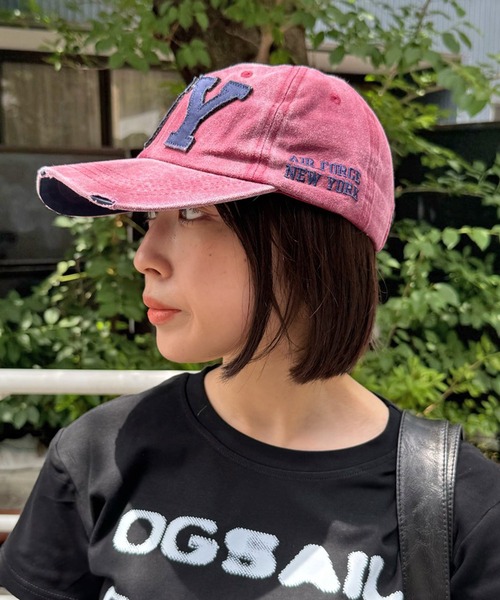 MEMECLE（メメクル）の「【 MEMECLE / メメクル 】ヴィンテージN Yビッグロゴキャップ（キャップ・レディース・ブラック/ベージュ/ネイビー/カーキ/ピンク/イエロー/チャコール・FREE）」の14枚目の写真