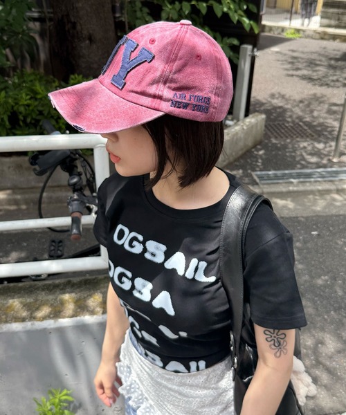 MEMECLE（メメクル）の「【 MEMECLE / メメクル 】ヴィンテージN Yビッグロゴキャップ（キャップ・レディース・ブラック/ベージュ/ネイビー/カーキ/ピンク/イエロー/チャコール・FREE）」の11枚目の写真