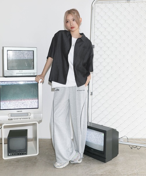 MSG(エムエスジー)の「テンセルデニムハーフスリーブ短丈シャツ【UNISEX】(シャツ/ブラウス・メンズ・ホワイト/ブラック/グレー/ブラック系・S/M/L/XL)」の11枚目の写真