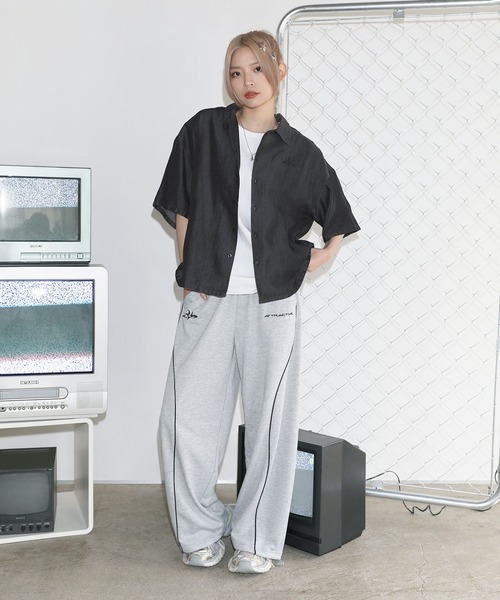 MSG(エムエスジー)の「テンセルデニムハーフスリーブ短丈シャツ【UNISEX】(シャツ/ブラウス・メンズ・ホワイト/ブラック/グレー/ブラック系・S/M/L/XL)」の12枚目の写真