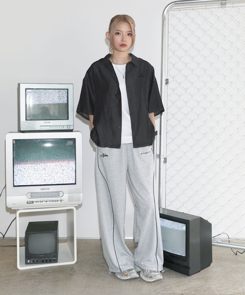 MSG(エムエスジー)の「テンセルデニムハーフスリーブ短丈シャツ【UNISEX】(シャツ/ブラウス・メンズ・ホワイト/ブラック/グレー/ブラック系・S/M/L/XL)」の13枚目の写真