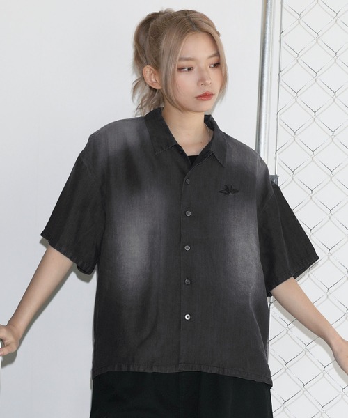 MSG(エムエスジー)の「テンセルデニムハーフスリーブ短丈シャツ【UNISEX】(シャツ/ブラウス・メンズ・ホワイト/ブラック/グレー/ブラック系・S/M/L/XL)」の15枚目の写真